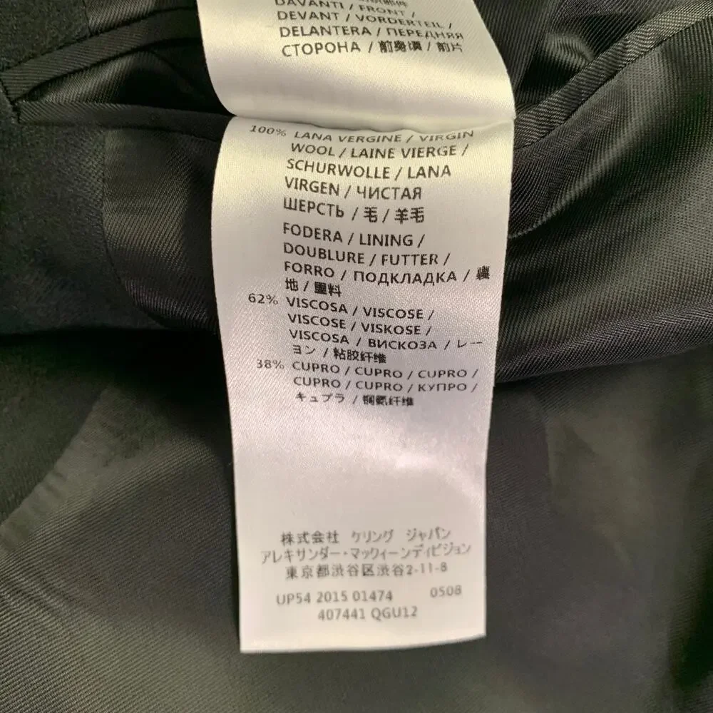ALEXANDER MCQUEEN Size 40 Black Jacquard Wool Blend Sport Coat